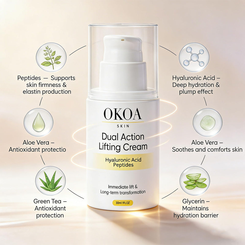 Maidlure OKOA SKIN cream texture shows non-sticky, lightweight moisturizing feel.