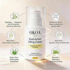 Maidlure OKOA SKIN cream texture shows non-sticky, lightweight moisturizing feel.