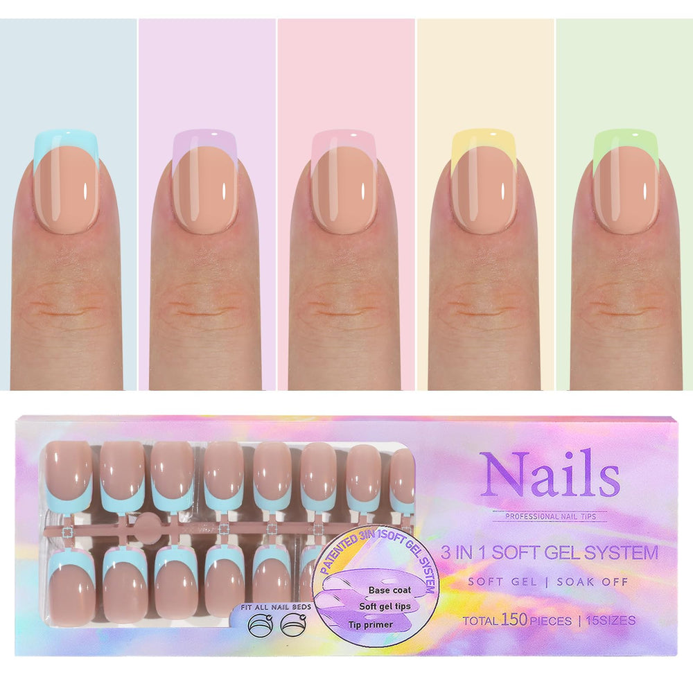 Maigitur French gel press-on nails in skin tones for a quick salon-style manicure.