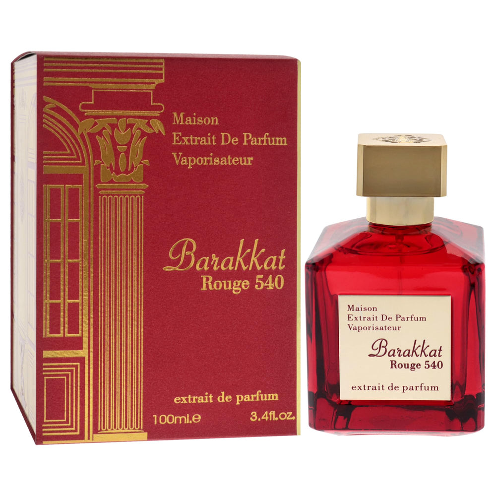 Maison Alhambra Barakkat Rouge 540 bottle side view highlighting sleek design.