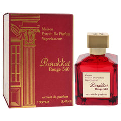 Maison Alhambra Barakkat Rouge 540 bottle side view highlighting sleek design.