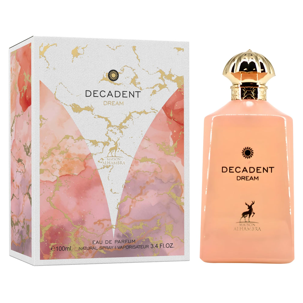 Maison Alhambra Decadent Dream heart notes with Osmanthus and rose for a luxurious evening feel.