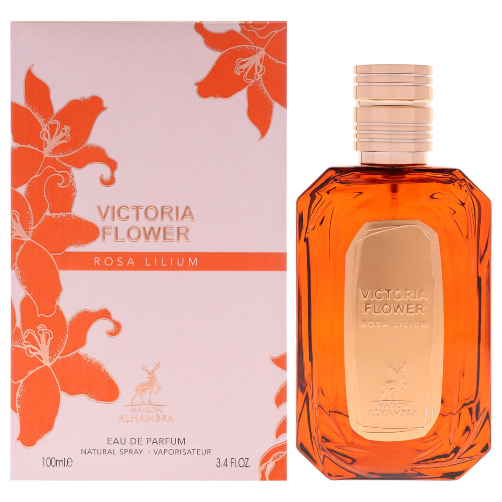 Victoria Flower bottle front view by Maison Alhambra, showcasing elegant feminine design for daily wear