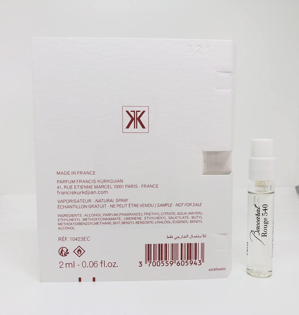 Packaging of Maison Francis Kurkdjian Baccarat Rouge 540 Extrait, ideal for travel trials
