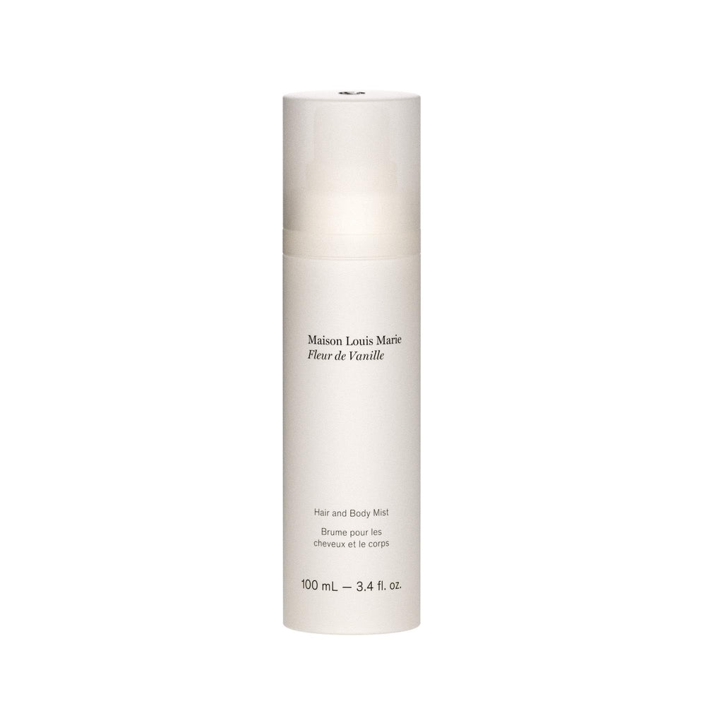 Maison Louis Marie Fleur de Vanille mist bottle—sleek packaging for refreshing hair and skin
