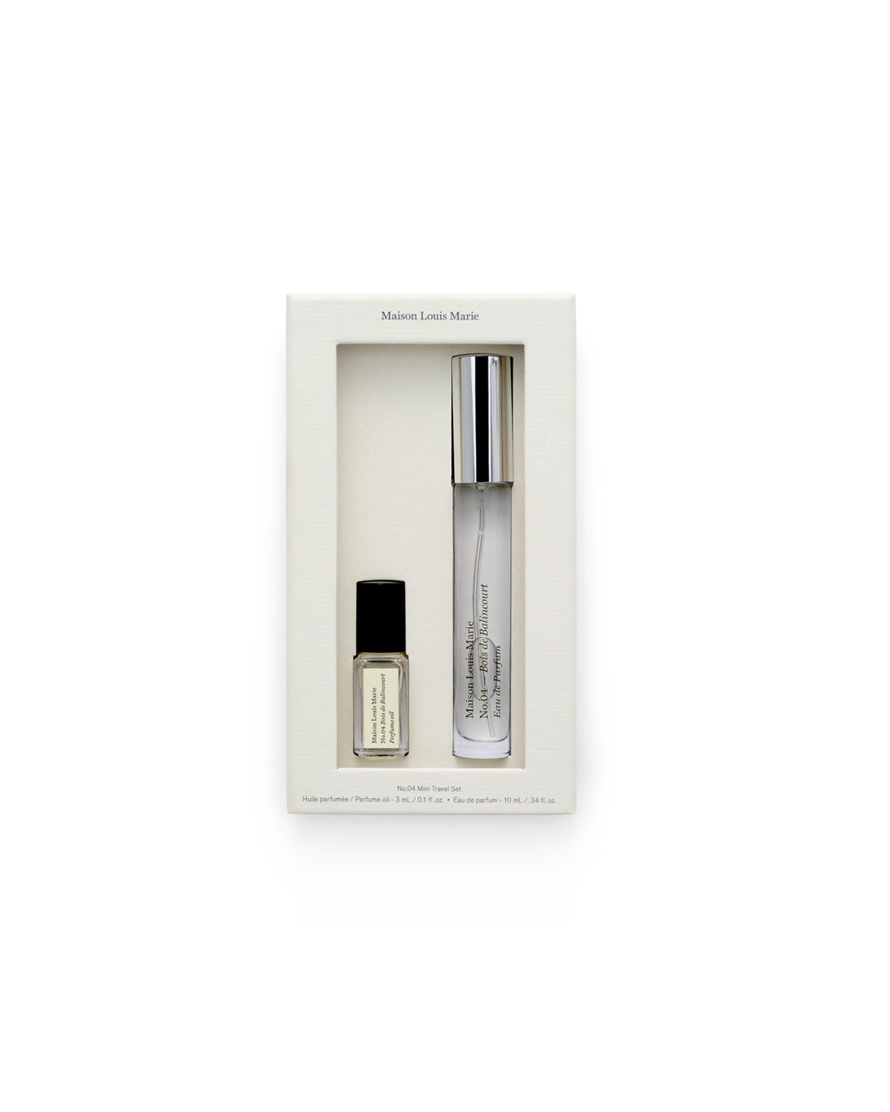 Maison Louis Marie No.04 Bois De Balincourt roll-on oil for on-the-go fragrance.