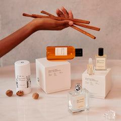 Packaging display of Maison Louis Marie No.04 Bois de Balincourt roll-on highlighting vegan, cruelty-free promise.