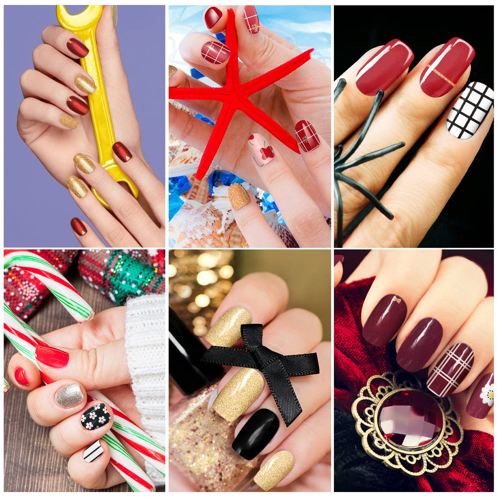 Maitys easy-application nail wraps help achieve clean edges.