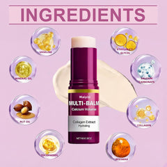 Maiyisi Calcium Volume Stick shown in a makeup bag for quick daily touch-ups.