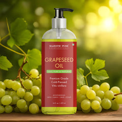 Majestic Pure Grapeseed Oil applied to skin for lightweight moisturization.