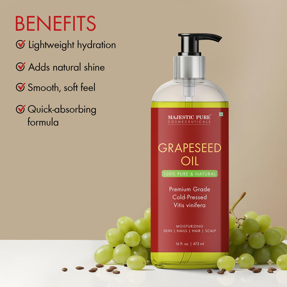 Close-up swatch of Majestic Pure Grapeseed Oil texture on skin.