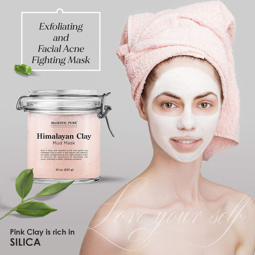 Applying Majestic Pure Himalayan Clay Mud Mask on the face for exfoliation