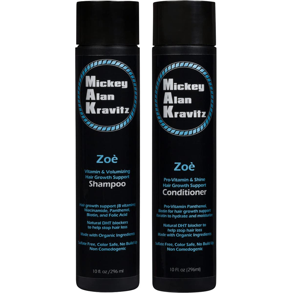 MAK Hair Zoe Vitamin Shampoo bottle highlights volumizing, sulfate-free formula for all hair types.