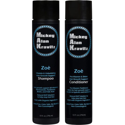 MAK Hair Zoe Vitamin Shampoo bottle highlights volumizing, sulfate-free formula for all hair types.