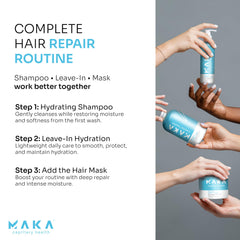 Maka Capilar Health moisturizing shampoo suds-foam indicates creamy lather for easy washing.