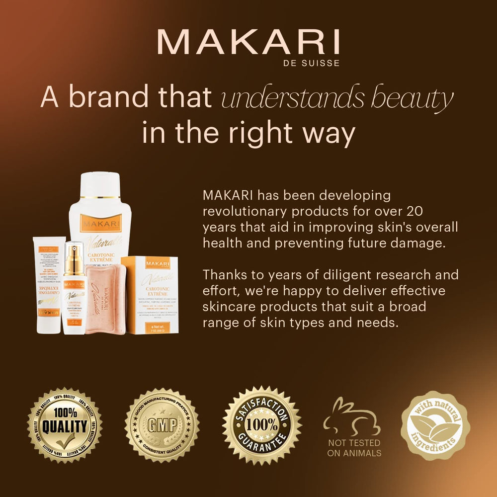 MAKARI Carotonic Extreme Body Lotion packaging label highlights carrot oil.
