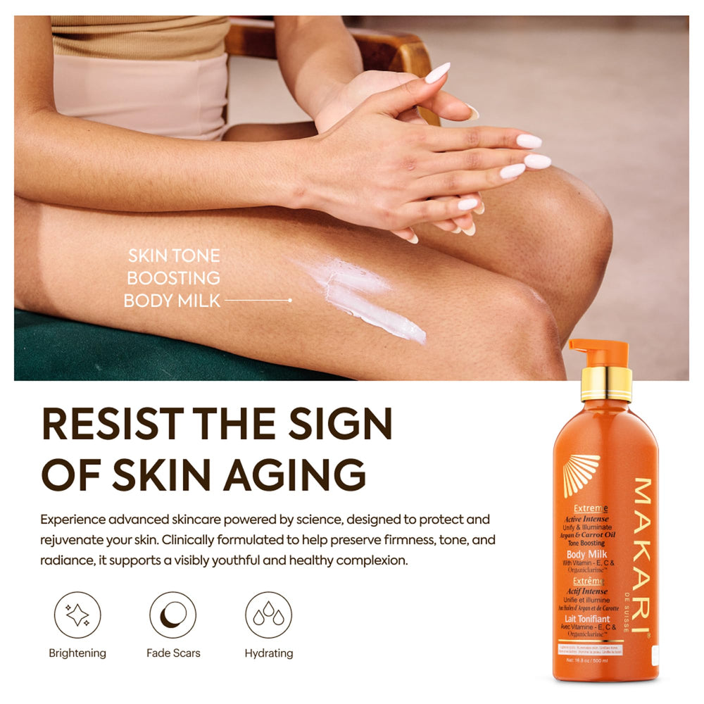 Even-toned arm after using MAKARI Extreme Active Intense Body Milk.