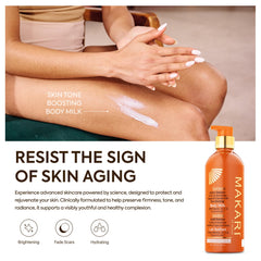 Even-toned arm after using MAKARI Extreme Active Intense Body Milk.