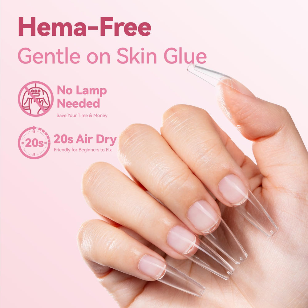 Makartt 20s air-dry glue shown with fast-drying performance for DIY nails.