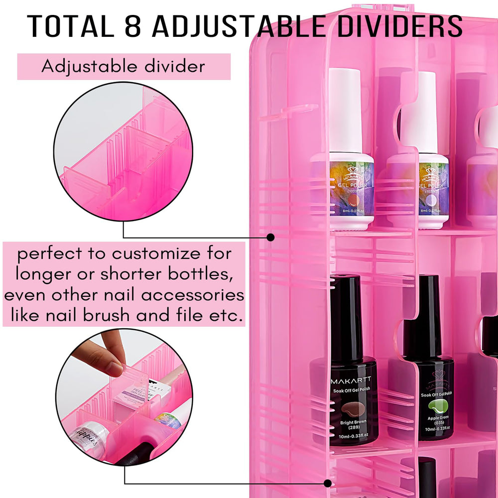 Makartt 48-bottle capacity display helps plan color palettes at a glance.