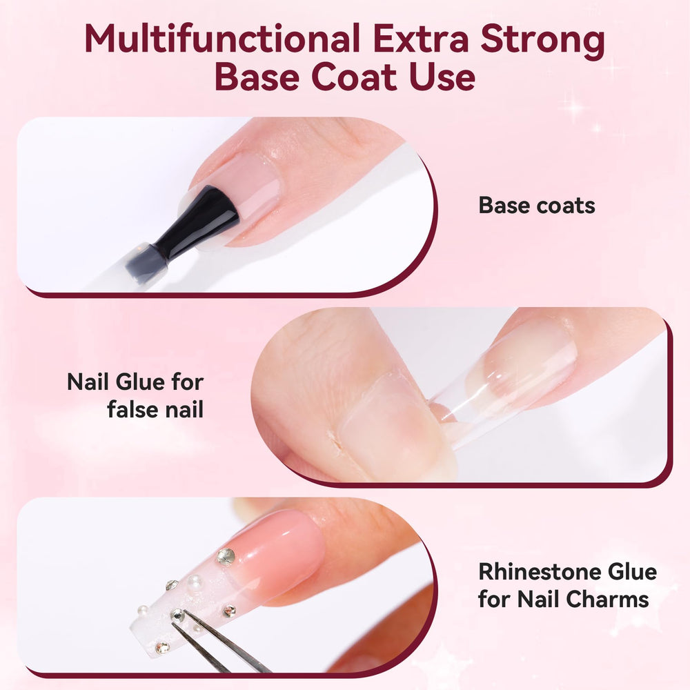 Makartt Base Coat close-up reveals crystal-clear formula for strong natural nail base.