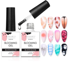 Makartt Blooming Gel-Clear 2 Pcs for a crisp base and blooming effect on nails.