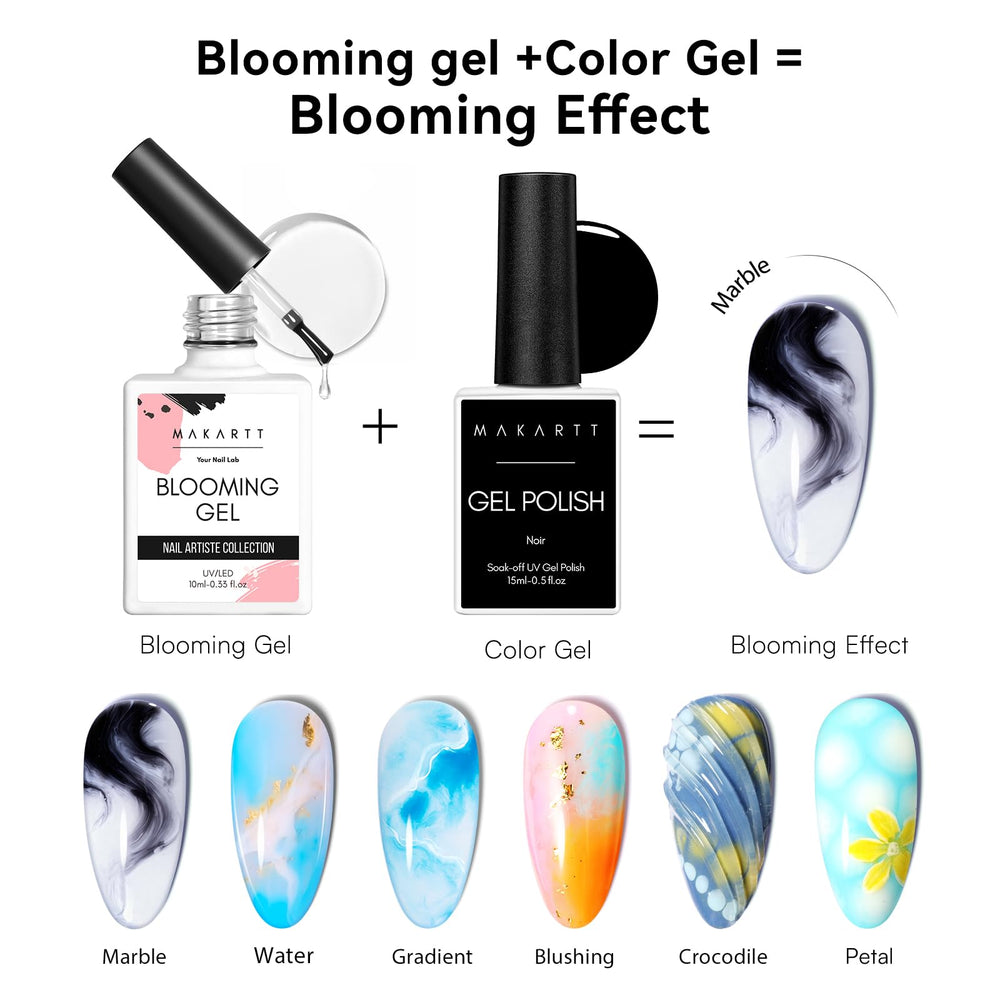 Makartt Blooming Gel marble effect adds elegant patterns on any base.