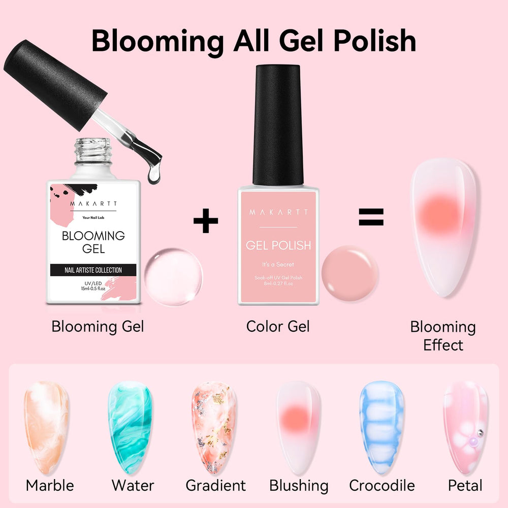 Makartt Blooming Gel-Marble Effect showcased on nails for a natural stone vibe.