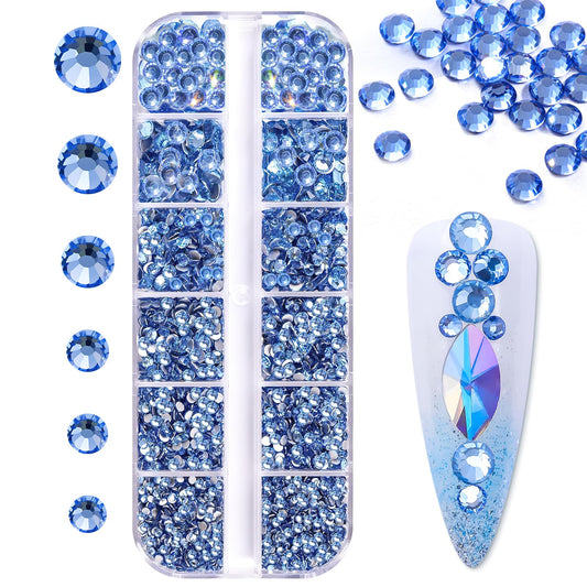 Makartt blue nail rhinestones flat-back 1110-piece set for dazzling nail art
