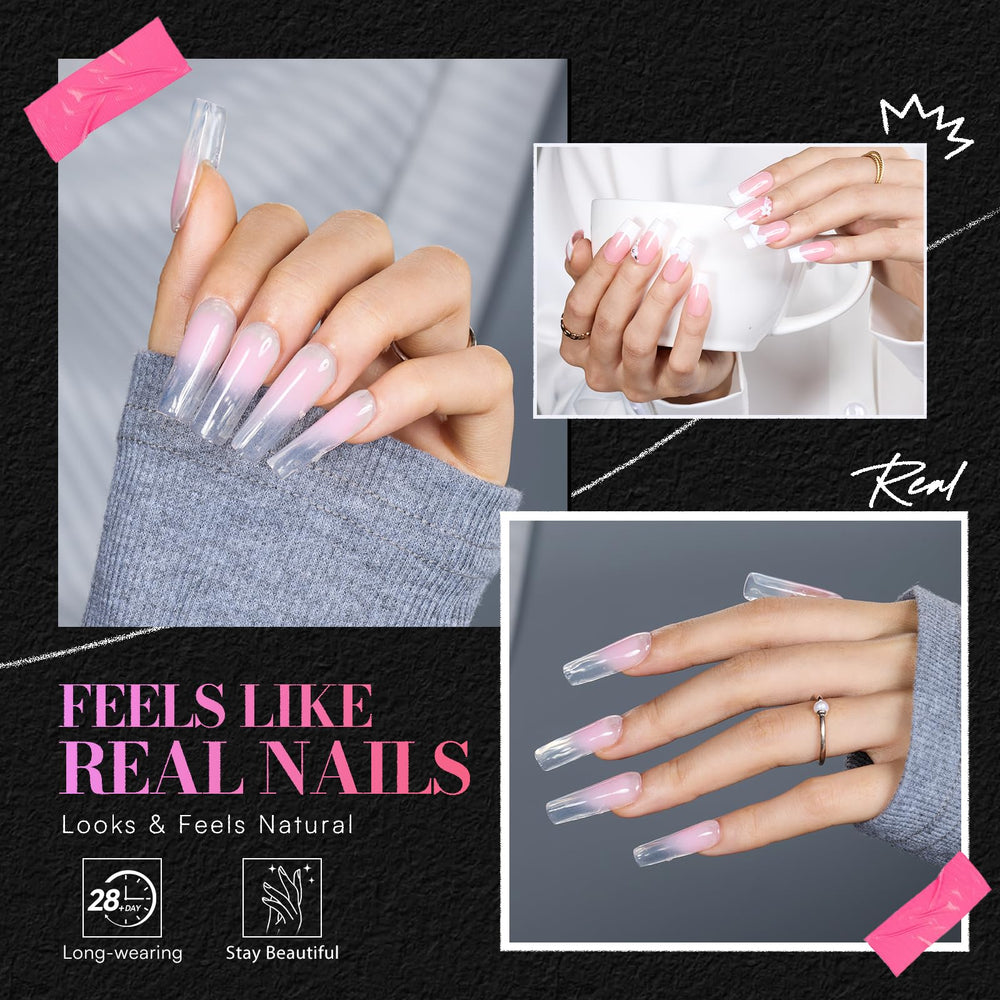 Makartt clear nail tips close-up highlighting pre-etched edges for quick application