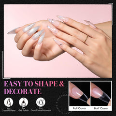 Makartt flexible soft gel tips emphasize bend resistance for comfortable extensions.
