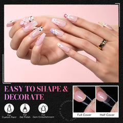 Makartt long-lasting clear nail tips on swatches lasting over 28 days.