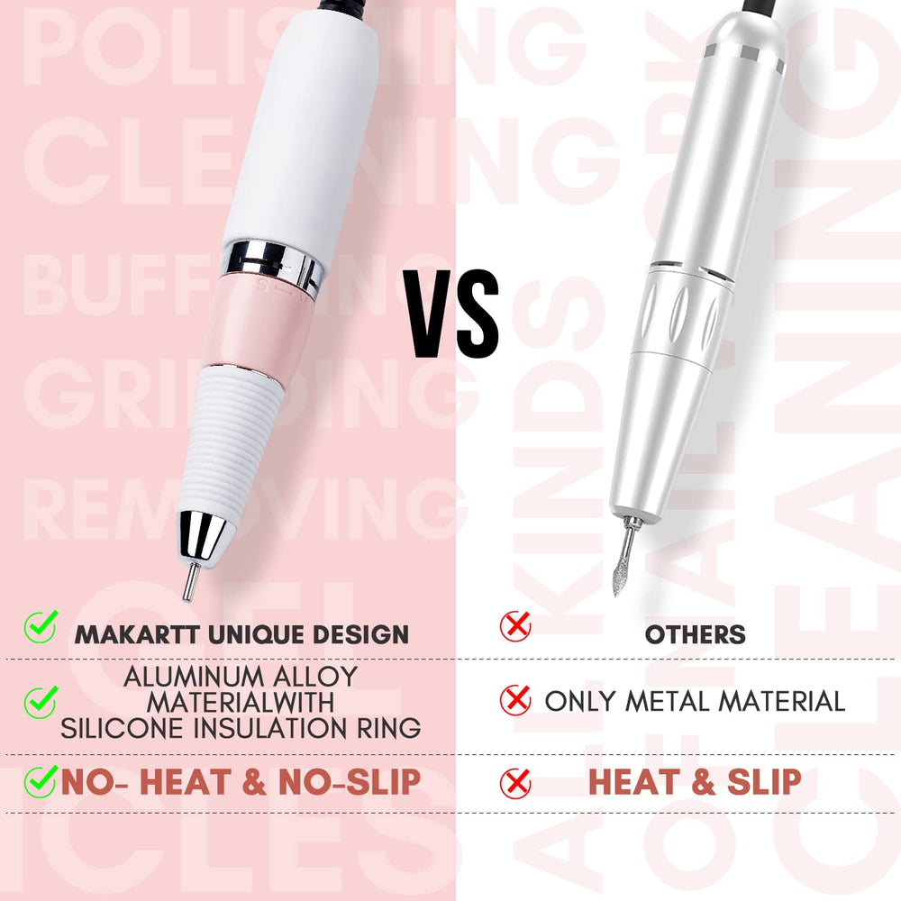 Built-in jaw reduces dust during filing on Makartt Malory handpiece