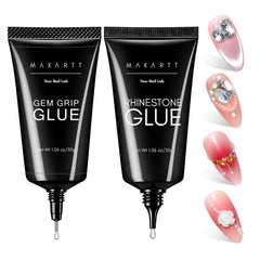 Makartt nail rhinestone glue set bottle pair shows secure gem placement.