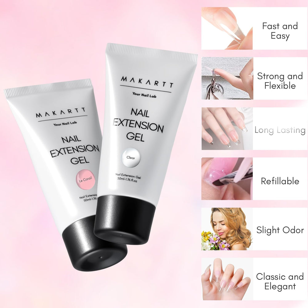 Makartt Poly Nail Gel Kit nature pink 50ml close-up, soft tint for natural nails.