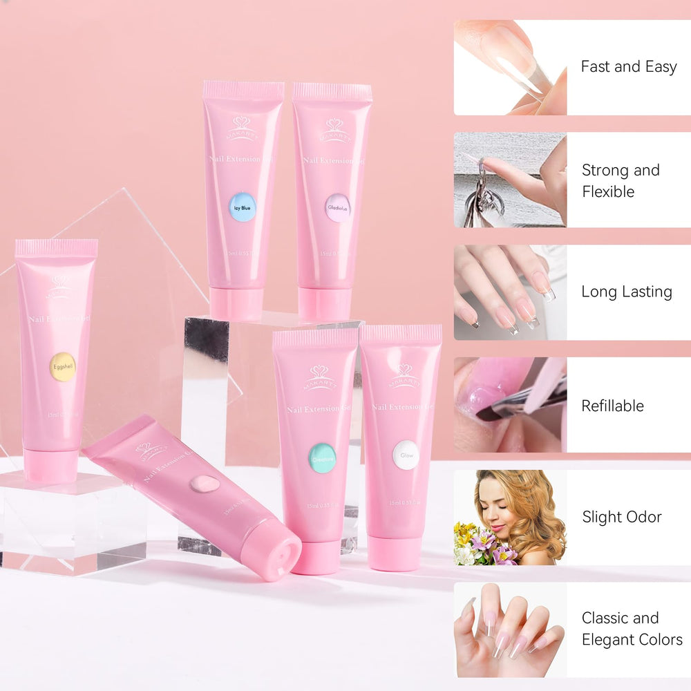 Makartt poly nail gel set pastel yellow swatches for sunny accents