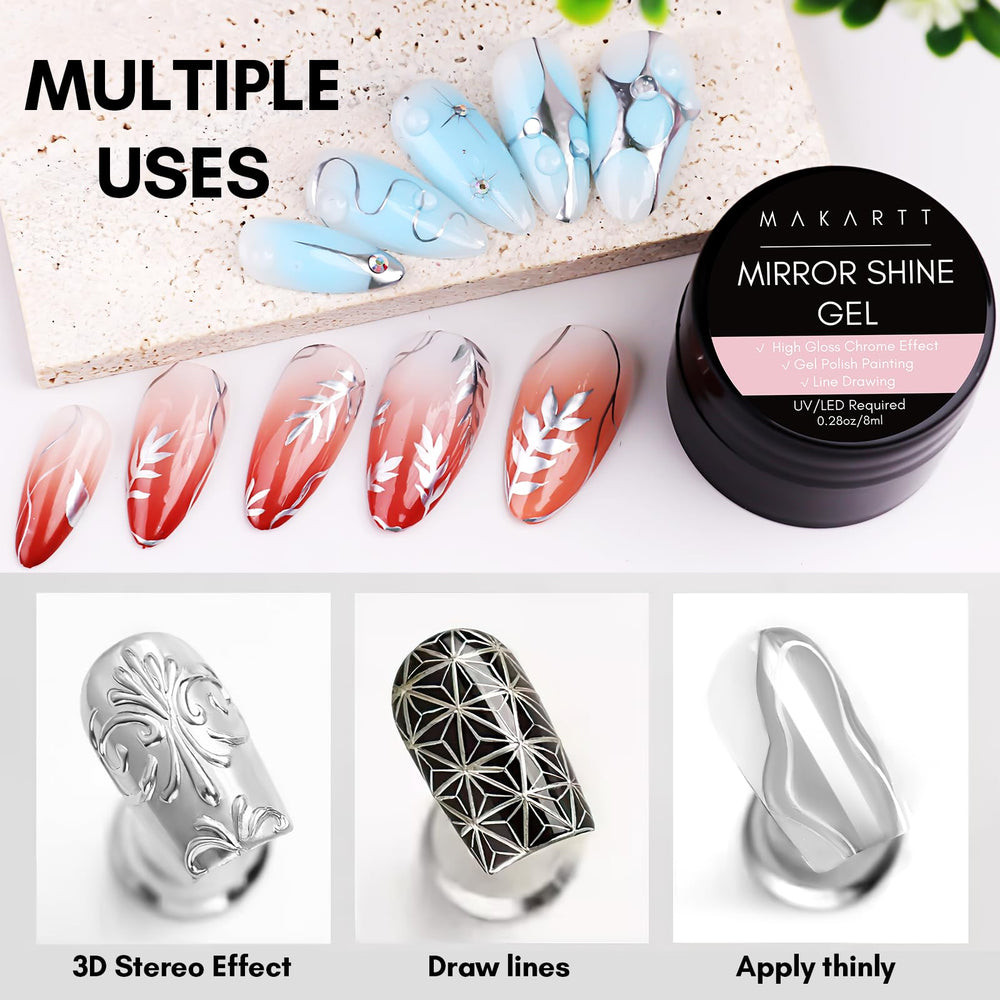 Self-leveling metallic gel aiding clean 3D line work