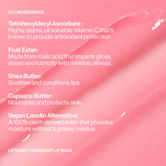 MAKE Beauty Lip Reset texture close-up highlights non-greasy absorption.