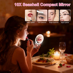 Makefango 2x-10x magnification pocket mirror for precise makeup detail