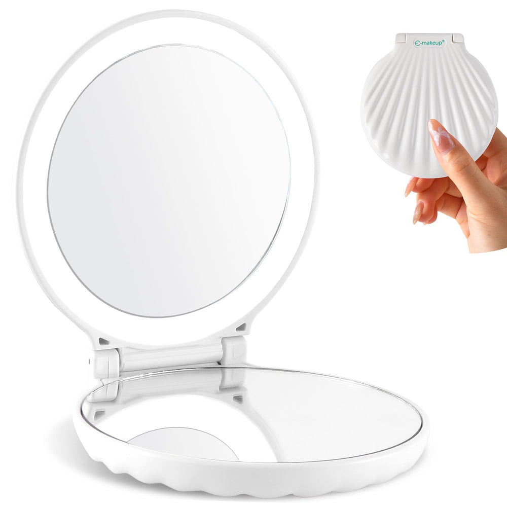 Makefango compact makeup mirror with lights, 3.5-inch size for on-the-go grooming
