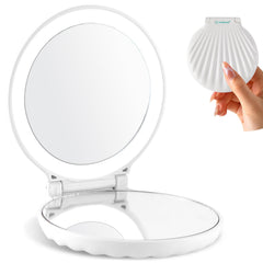 Makefango compact makeup mirror with lights, 3.5-inch size for on-the-go grooming