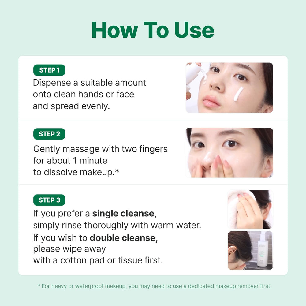 MAKEP:REM Safe Me Relief Moisture Cleansing Milk bottle on bathroom shelf for daily skincare