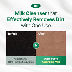 MAKEP:REM Safe Me Relief Moisture Cleansing Milk on hand demonstrates hydrating cleanse