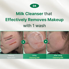 MAKEP:REM Safe Me Relief Moisture Cleansing Milk wash action shows rinsing clean with comfort