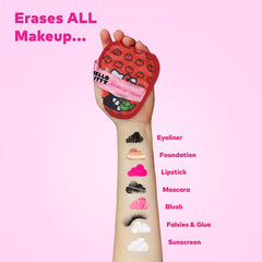 Dual-sided fibers erase makeup and exfoliate skin.