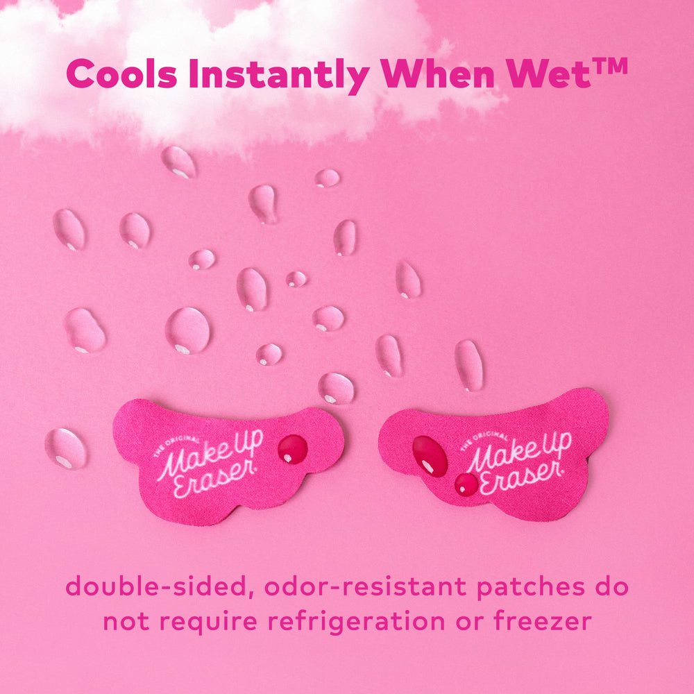 Close-up of Mission Hydroactive Technology in MakeUp Eraser patches delivering cooling hydration.