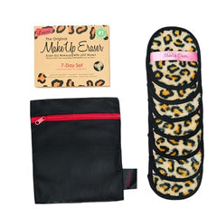 MakeUp Eraser Leopard 7-day set dual-sided cloth demonstrates makeup removal and exfoliation