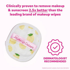 Close-up of short-fiber side erasing makeup with MakeUp Eraser.