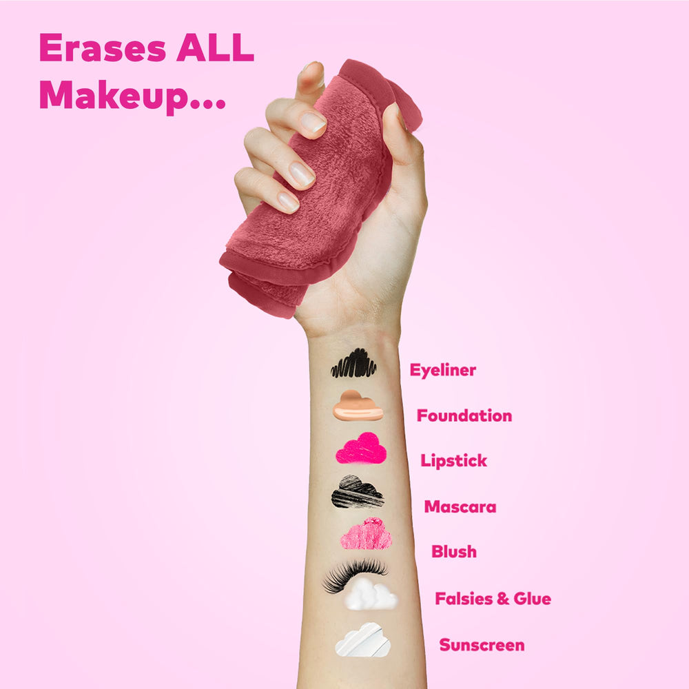 MakeUp Eraser waterproof makeup removal demo with water-activated fibers.