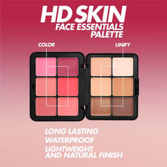 Make Up For Ever HD Skin Palette shades blend seamlessly; natural concealment, closeup view